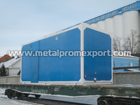 Die Transportierung auf dem Eisenbahnplattform der Ausstattung für die industriellen Abwasserreinigung in der Raumcontainer-Erfüllung mit der Arbeitsleistung 6 m<sup>3</sup>/pro Stunde
